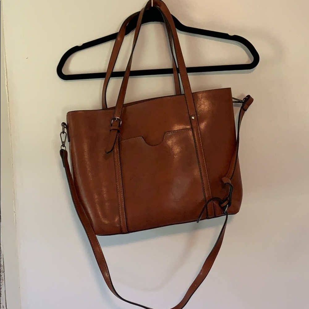 Faux leather purse with crossbody strap